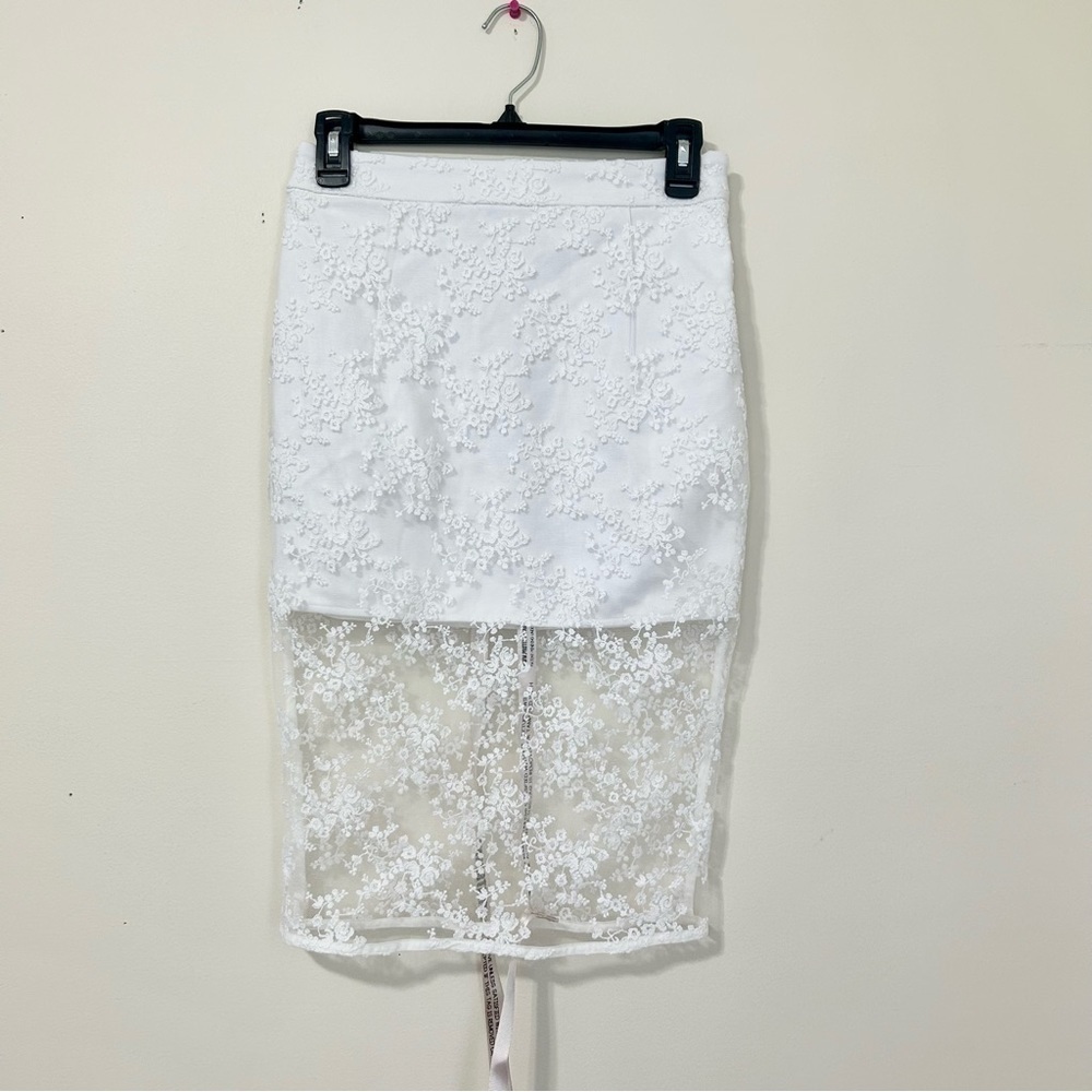 House of CB Mahalia Lace Mesh Skirt in White sz S